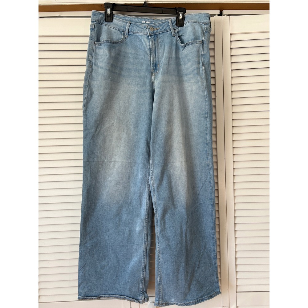 OLD NAVY WOW High Rise Wide Leg Light Wash Jeans Women's Size 14